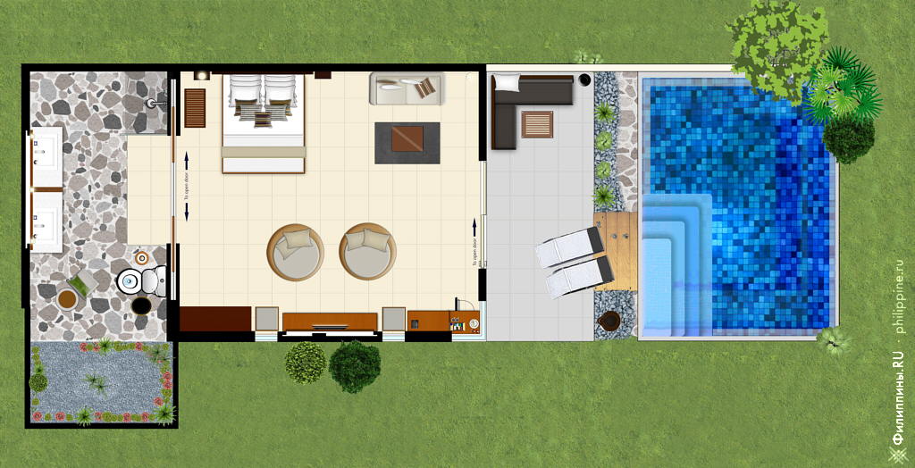 План сьюта с бассейном в отеле Atmosphere Resorts