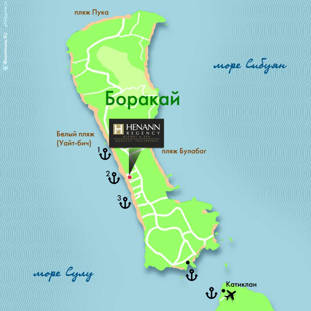 Положение отеля Henann Regency на карте Боракая