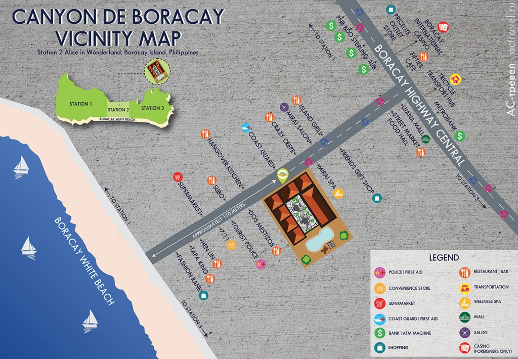 Схема положения отеля Canyon de Boracay на острове Боракай