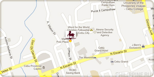 Положение отеля Marco Polo Plaza на карте Себу