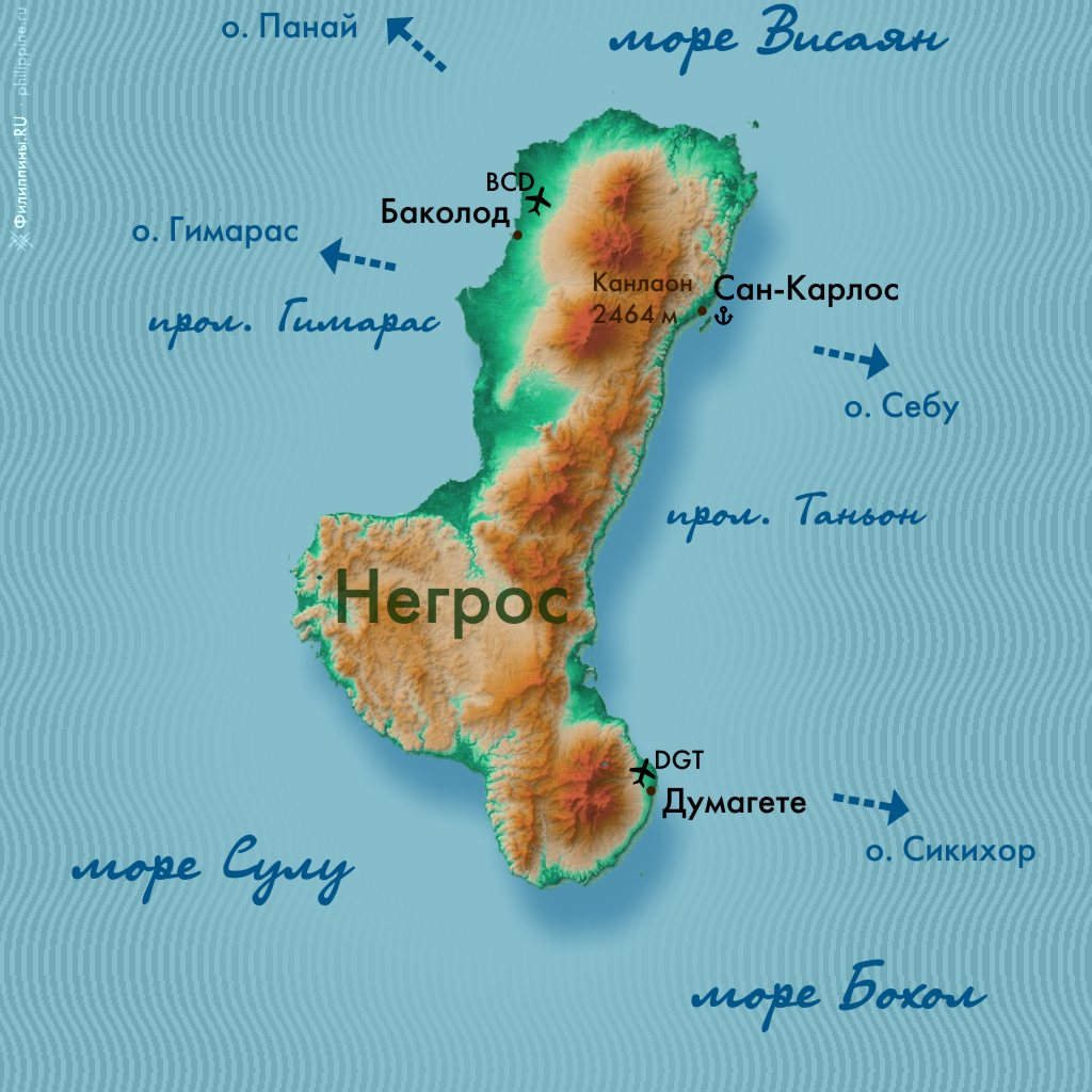 Расположение острова Негрос на карте Филиппин
