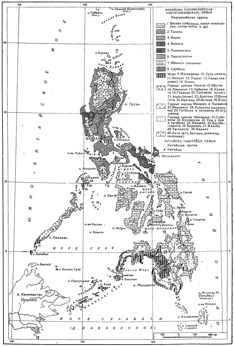Карта народов Филиппин
