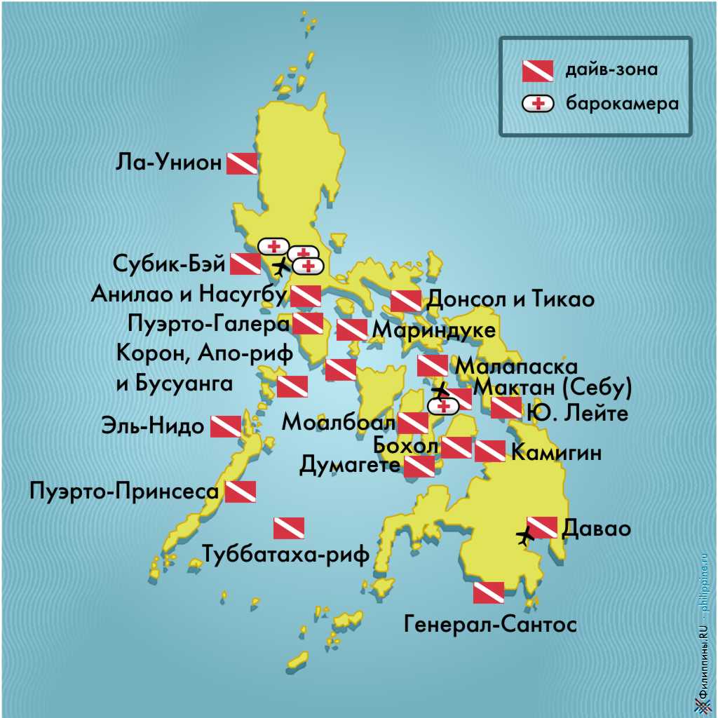 Карта дайв-сайтов Филиппинского архипелага