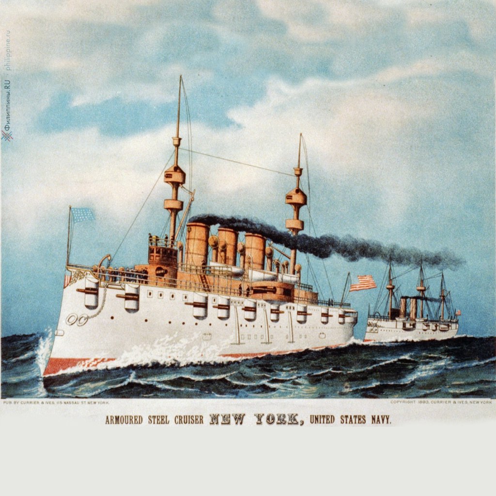 Крейсер Нью-Йорк, литография 1893 г.