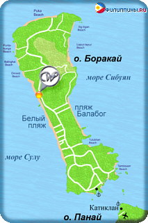 Положение отеля Waling-Waling на карте острова Боракай